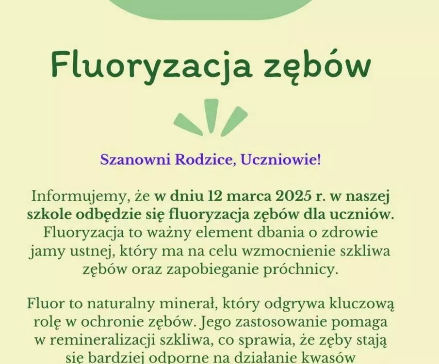 Zdjęcie do 12 marca 2025r. fluoryzacja zęb&oacute;w