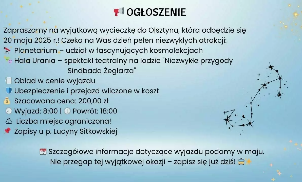 Zdjęcie do 20 maja 2025 wycieczka do Olsztyna