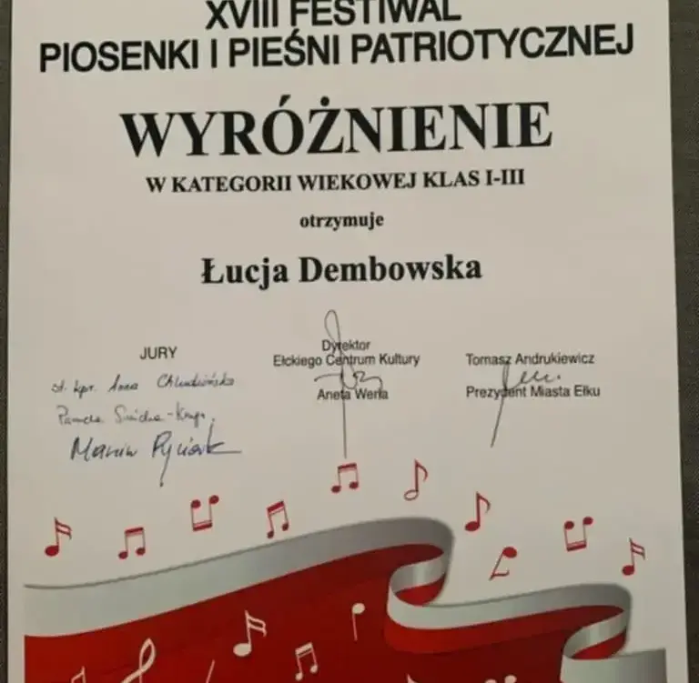 Zdjęcie do Wyśpiewała wyr&oacute;żnienie