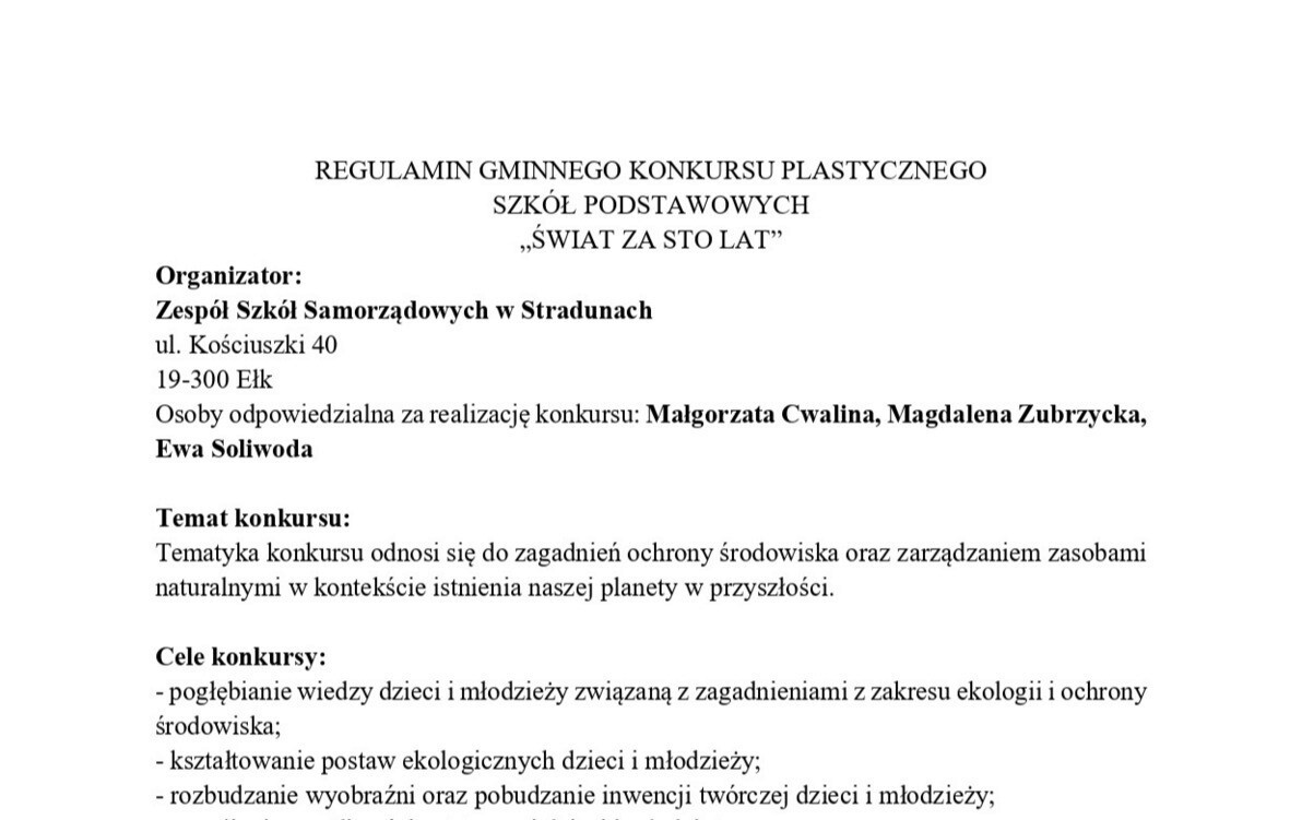 Zdjęcie do Konkurs plastyczny - Świat za sto lat - Gminny Festyn Rodzinny, Straduny - 29 maja 2024 r
